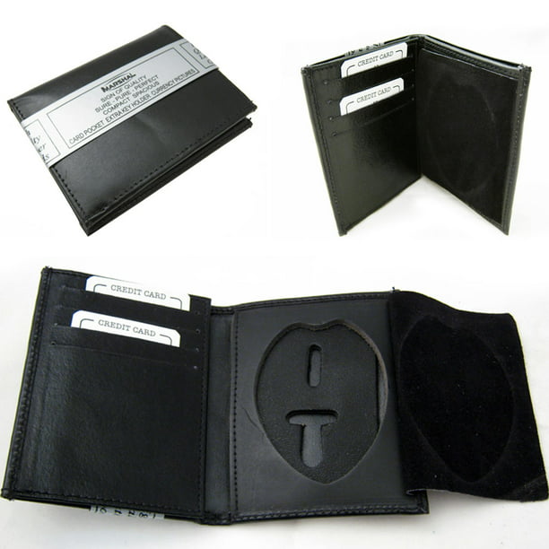 LeatherBoss Police Shield Shape Badge Holder Bifold Wallet 